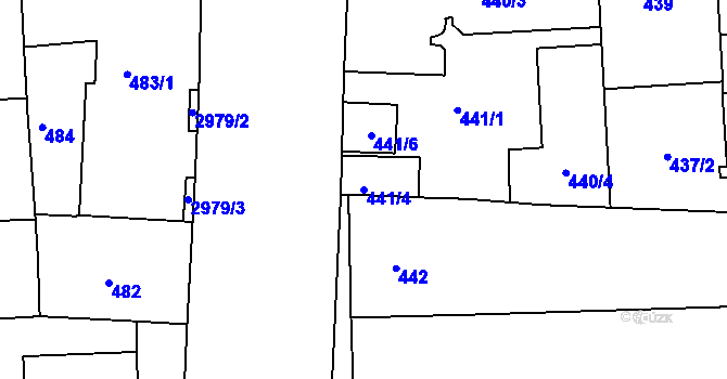 Parcela st. 441/4 v KÚ Nusle, Katastrální mapa