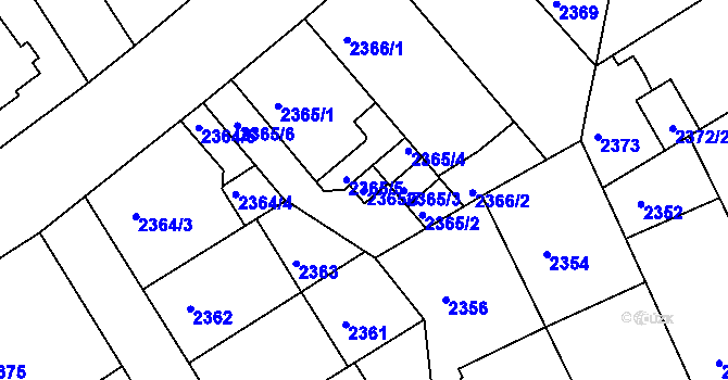 Parcela st. 2365/7 v KÚ Nusle, Katastrální mapa
