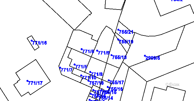 Parcela st. 771/9 v KÚ Nusle, Katastrální mapa