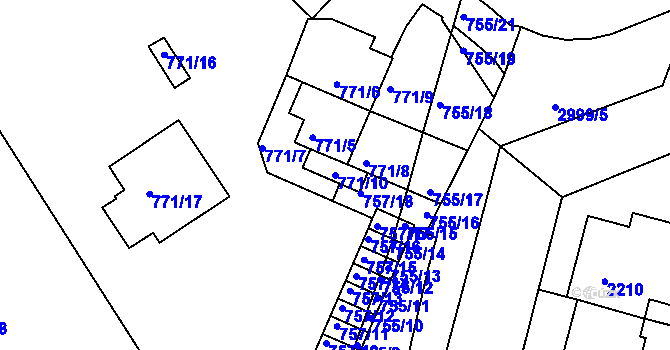 Parcela st. 771/10 v KÚ Nusle, Katastrální mapa