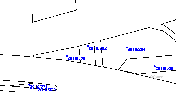 Parcela st. 2910/292 v KÚ Nusle, Katastrální mapa