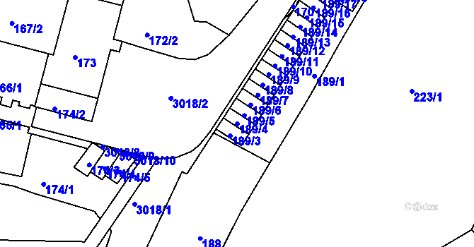 Parcela st. 189/4 v KÚ Nusle, Katastrální mapa