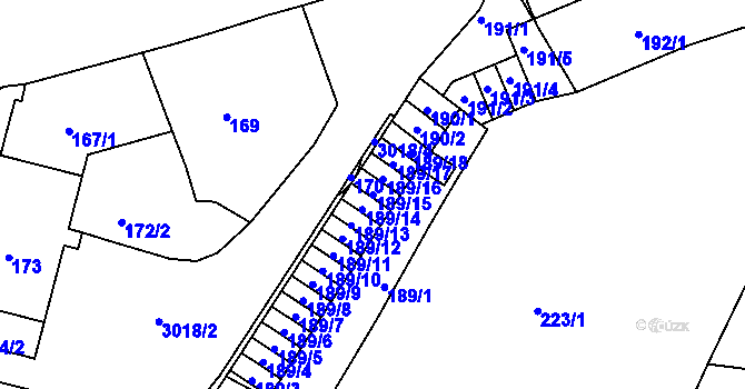 Parcela st. 189/15 v KÚ Nusle, Katastrální mapa