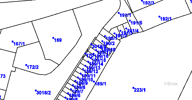 Parcela st. 189/17 v KÚ Nusle, Katastrální mapa
