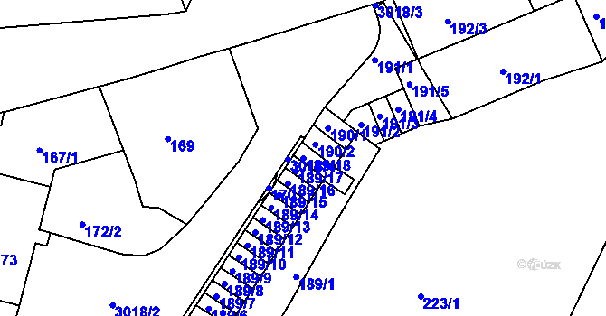 Parcela st. 189/18 v KÚ Nusle, Katastrální mapa