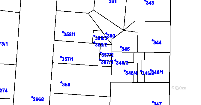 Parcela st. 357/2 v KÚ Nusle, Katastrální mapa