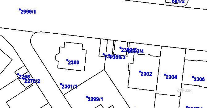 Parcela st. 2301/3 v KÚ Nusle, Katastrální mapa