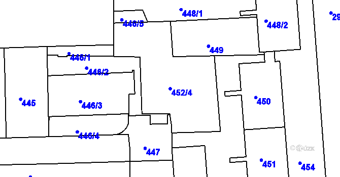 Parcela st. 452/4 v KÚ Nusle, Katastrální mapa