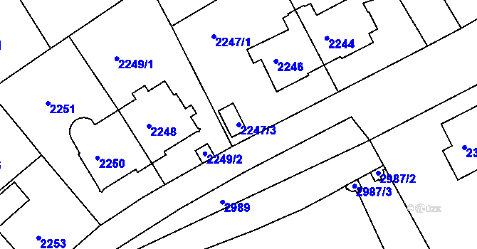 Parcela st. 2247/3 v KÚ Nusle, Katastrální mapa