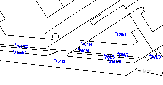 Parcela st. 761/4 v KÚ Nusle, Katastrální mapa