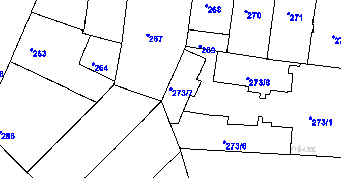 Parcela st. 273/7 v KÚ Nusle, Katastrální mapa