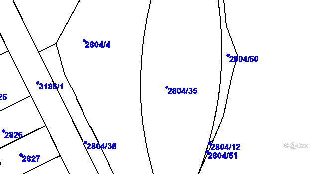 Parcela st. 2804/35 v KÚ Nusle, Katastrální mapa