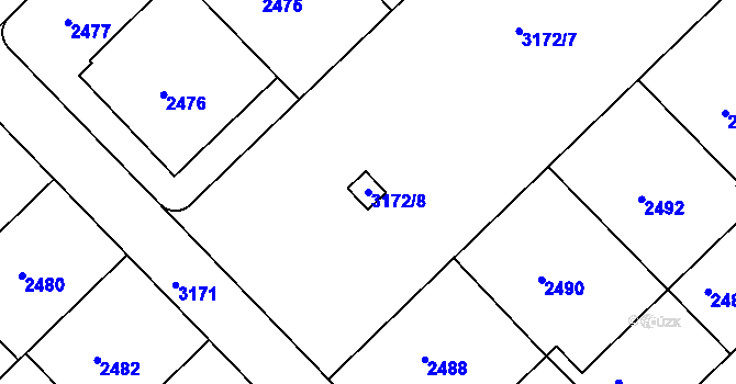 Parcela st. 3172/8 v KÚ Nusle, Katastrální mapa