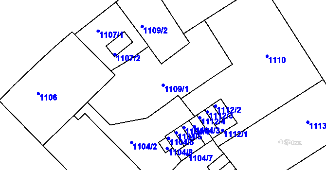 Parcela st. 1109/1 v KÚ Nusle, Katastrální mapa