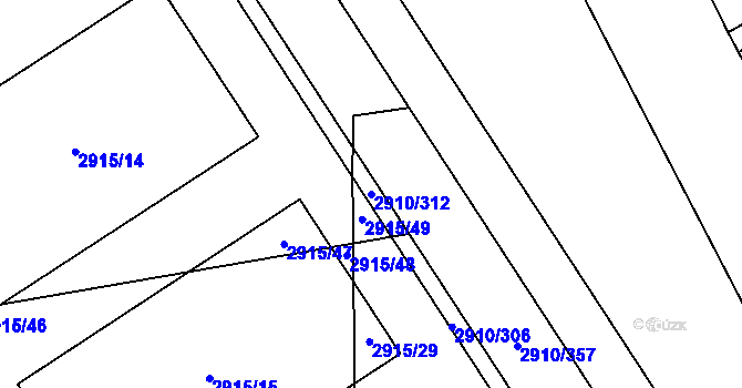 Parcela st. 2910/312 v KÚ Nusle, Katastrální mapa