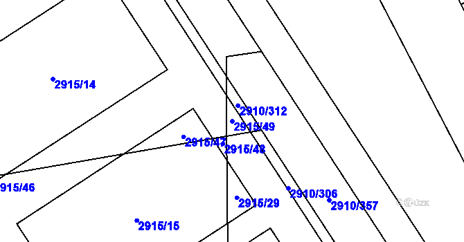 Parcela st. 2915/49 v KÚ Nusle, Katastrální mapa