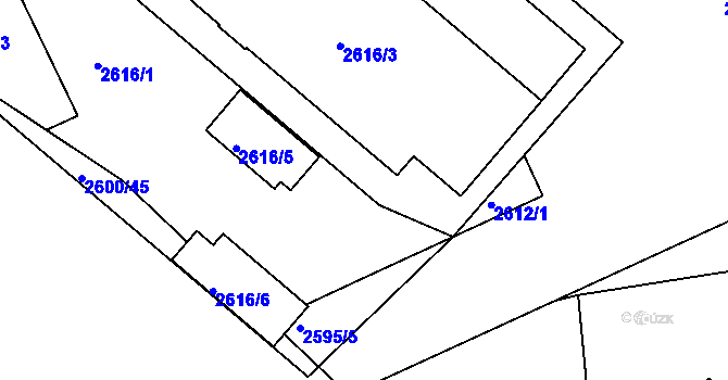 Parcela st. 2616/2 v KÚ Nusle, Katastrální mapa