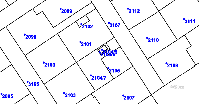 Parcela st. 2104/6 v KÚ Nusle, Katastrální mapa