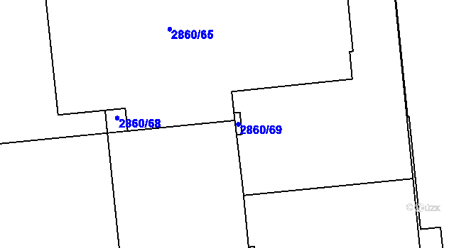 Parcela st. 2860/69 v KÚ Nusle, Katastrální mapa