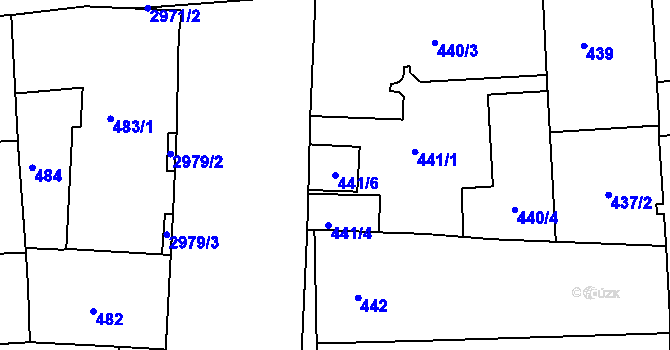 Parcela st. 441/6 v KÚ Nusle, Katastrální mapa