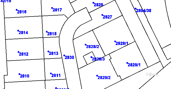 Parcela st. 2828/2 v KÚ Nusle, Katastrální mapa