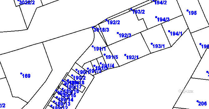 Parcela st. 191/5 v KÚ Nusle, Katastrální mapa