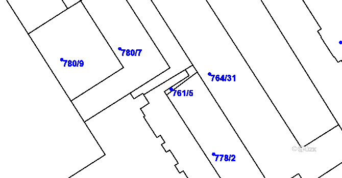 Parcela st. 761/5 v KÚ Nusle, Katastrální mapa