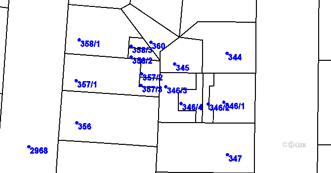 Parcela st. 346/3 v KÚ Nusle, Katastrální mapa