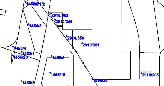 Parcela st. 2910/351 v KÚ Nusle, Katastrální mapa