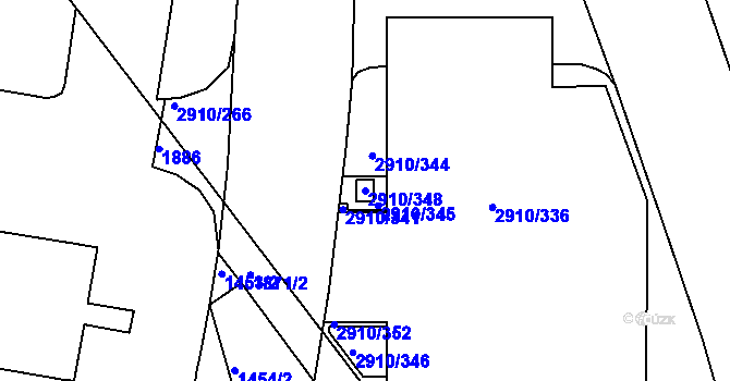 Parcela st. 2910/348 v KÚ Nusle, Katastrální mapa