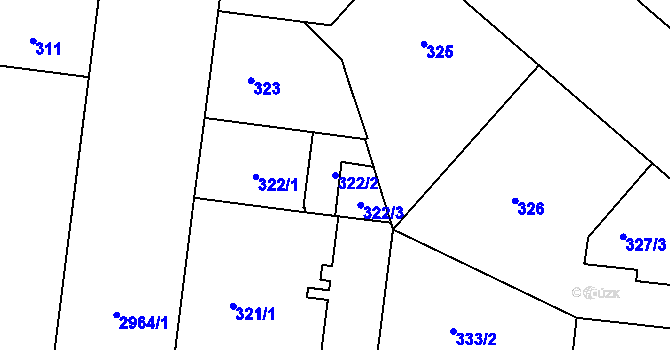 Parcela st. 322/2 v KÚ Nusle, Katastrální mapa