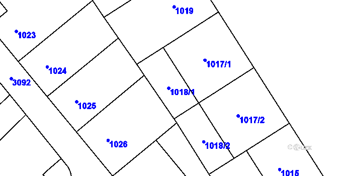 Parcela st. 1018/1 v KÚ Nusle, Katastrální mapa