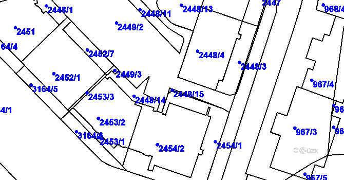 Parcela st. 2448/15 v KÚ Nusle, Katastrální mapa
