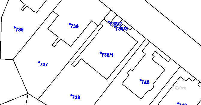 Parcela st. 738/1 v KÚ Nusle, Katastrální mapa