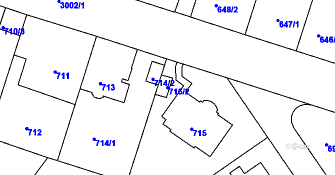 Parcela st. 716/2 v KÚ Nusle, Katastrální mapa