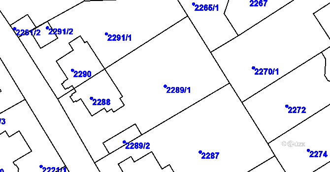 Parcela st. 2289/1 v KÚ Nusle, Katastrální mapa