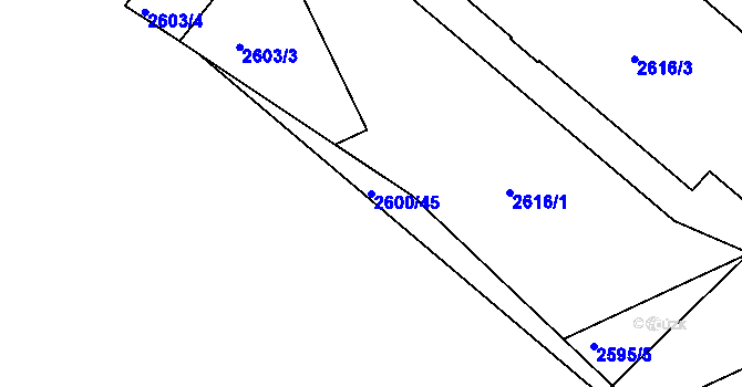 Parcela st. 2600/45 v KÚ Nusle, Katastrální mapa
