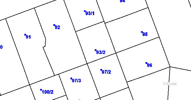 Parcela st. 93/2 v KÚ Nusle, Katastrální mapa
