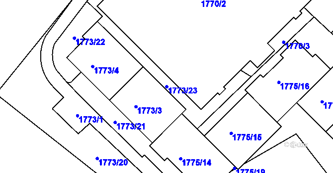 Parcela st. 1773/23 v KÚ Nusle, Katastrální mapa