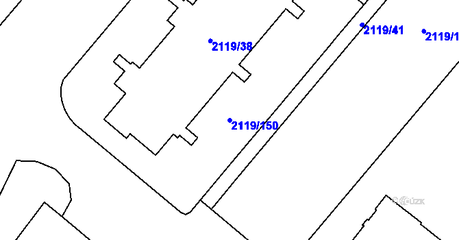 Parcela st. 2119/150 v KÚ Chodov, Katastrální mapa