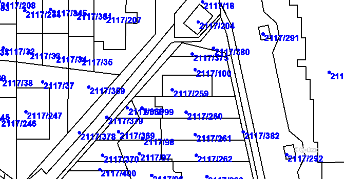 Parcela st. 2117/259 v KÚ Chodov, Katastrální mapa