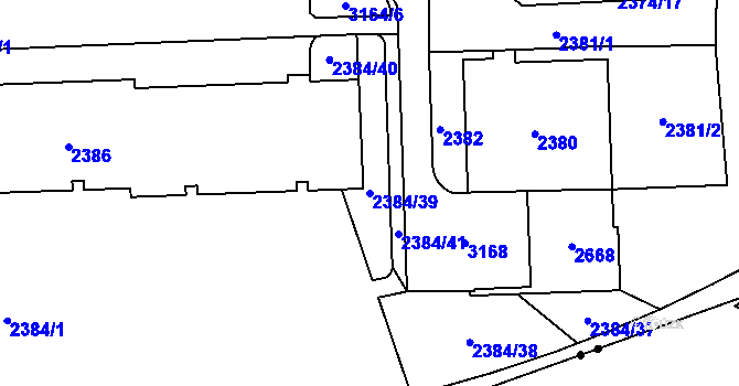 Parcela st. 2384/39 v KÚ Chodov, Katastrální mapa