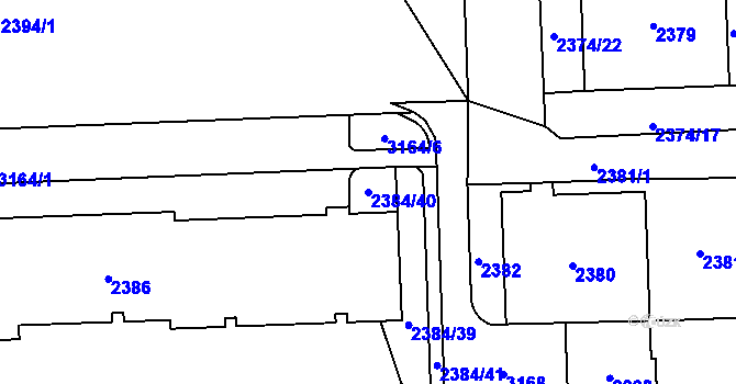 Parcela st. 2384/40 v KÚ Chodov, Katastrální mapa