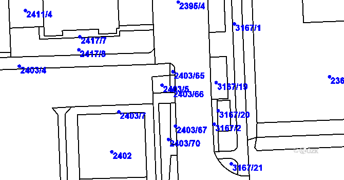 Parcela st. 2403/66 v KÚ Chodov, Katastrální mapa