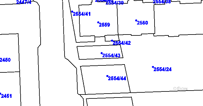 Parcela st. 2554/43 v KÚ Chodov, Katastrální mapa