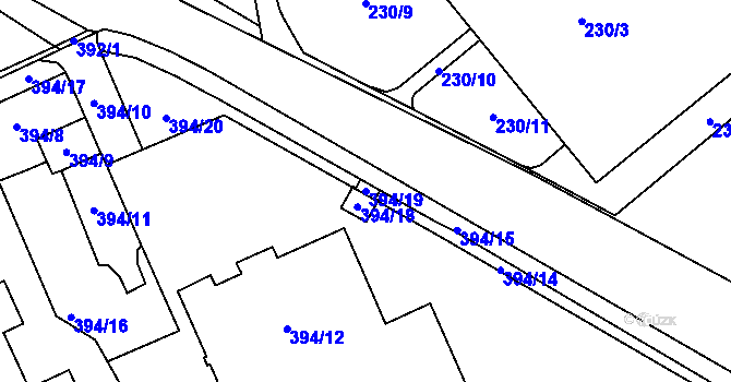 Parcela st. 394/19 v KÚ Chodov, Katastrální mapa