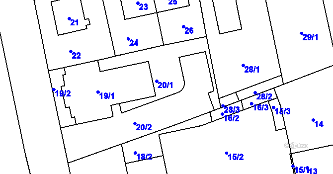 Parcela st. 20 v KÚ Chodov, Katastrální mapa