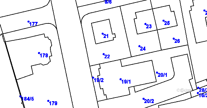 Parcela st. 22 v KÚ Chodov, Katastrální mapa