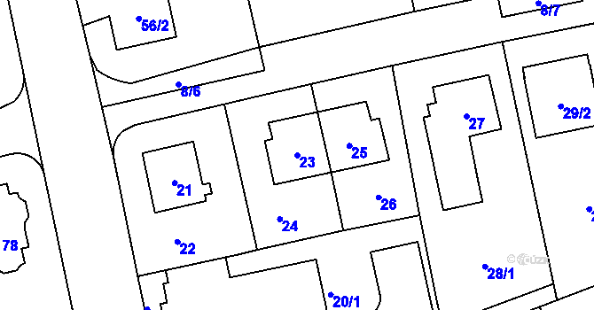 Parcela st. 23 v KÚ Chodov, Katastrální mapa