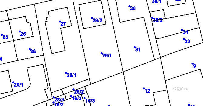 Parcela st. 29/1 v KÚ Chodov, Katastrální mapa